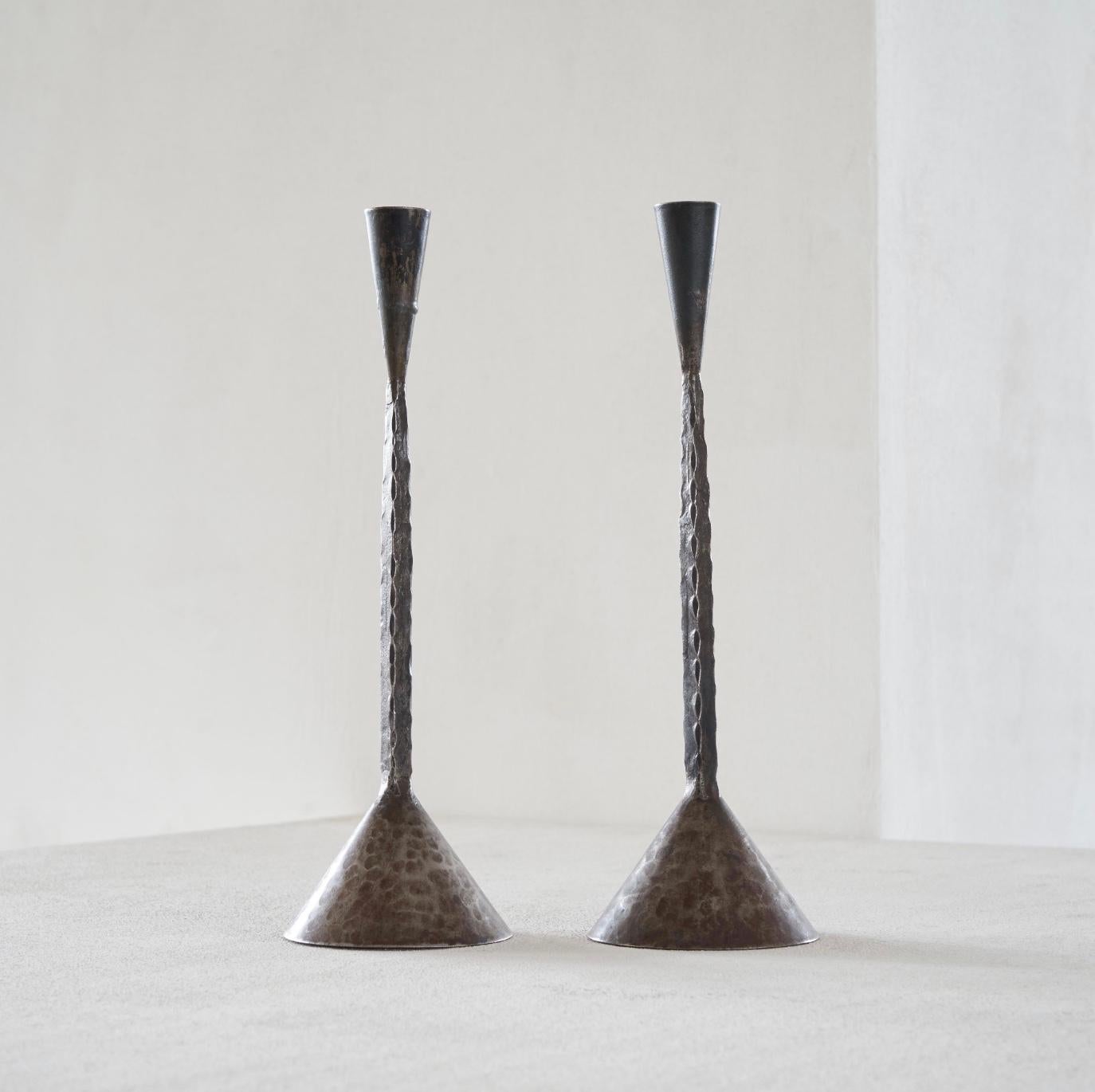 Pair of Swedish Mid Century Brutalist Candlesticks 1960s For Sale 1