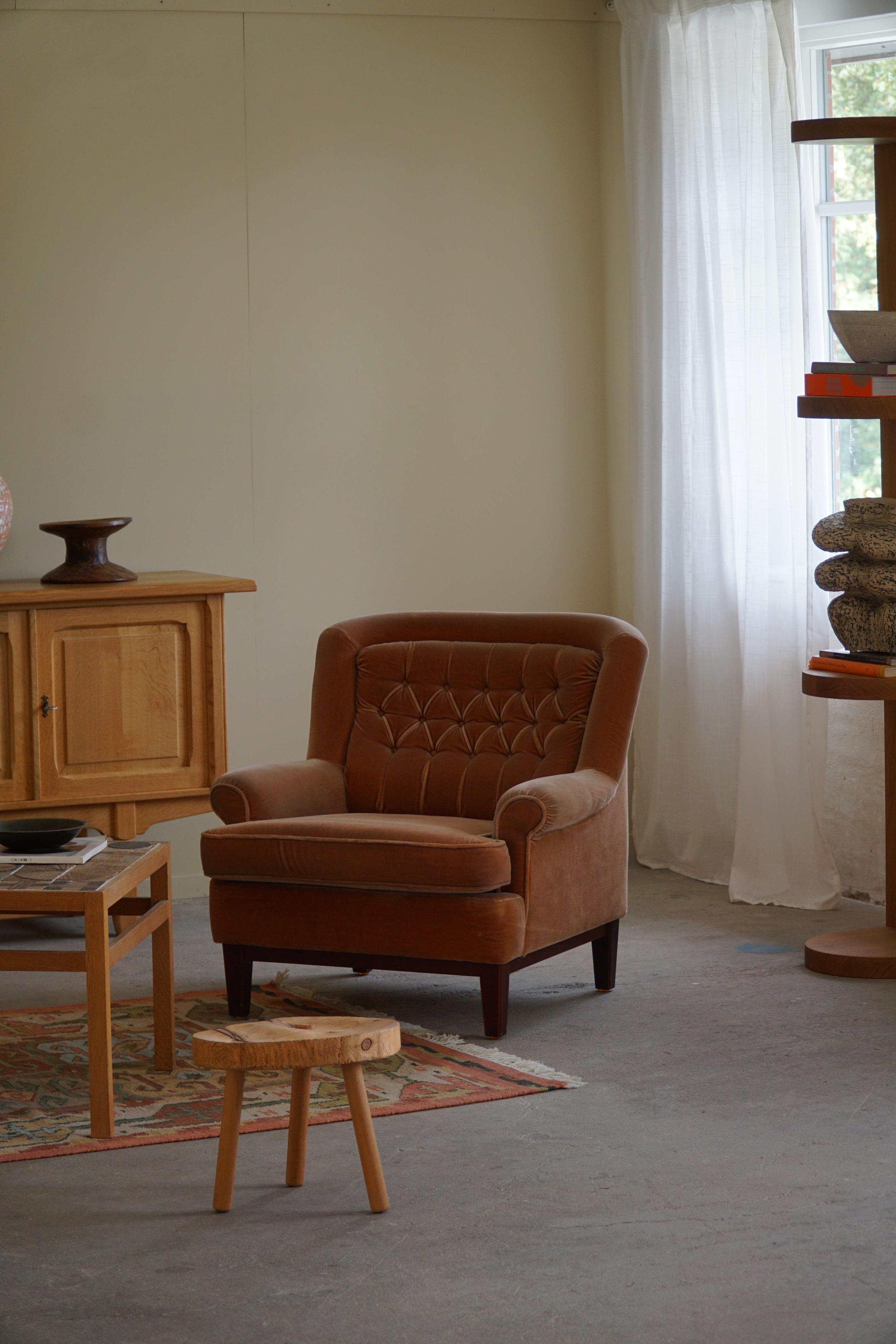 20th Century Pair of Swedish Mid Century Lounge Chair in Velvet, Ulferts Möbler, 1960s For Sale