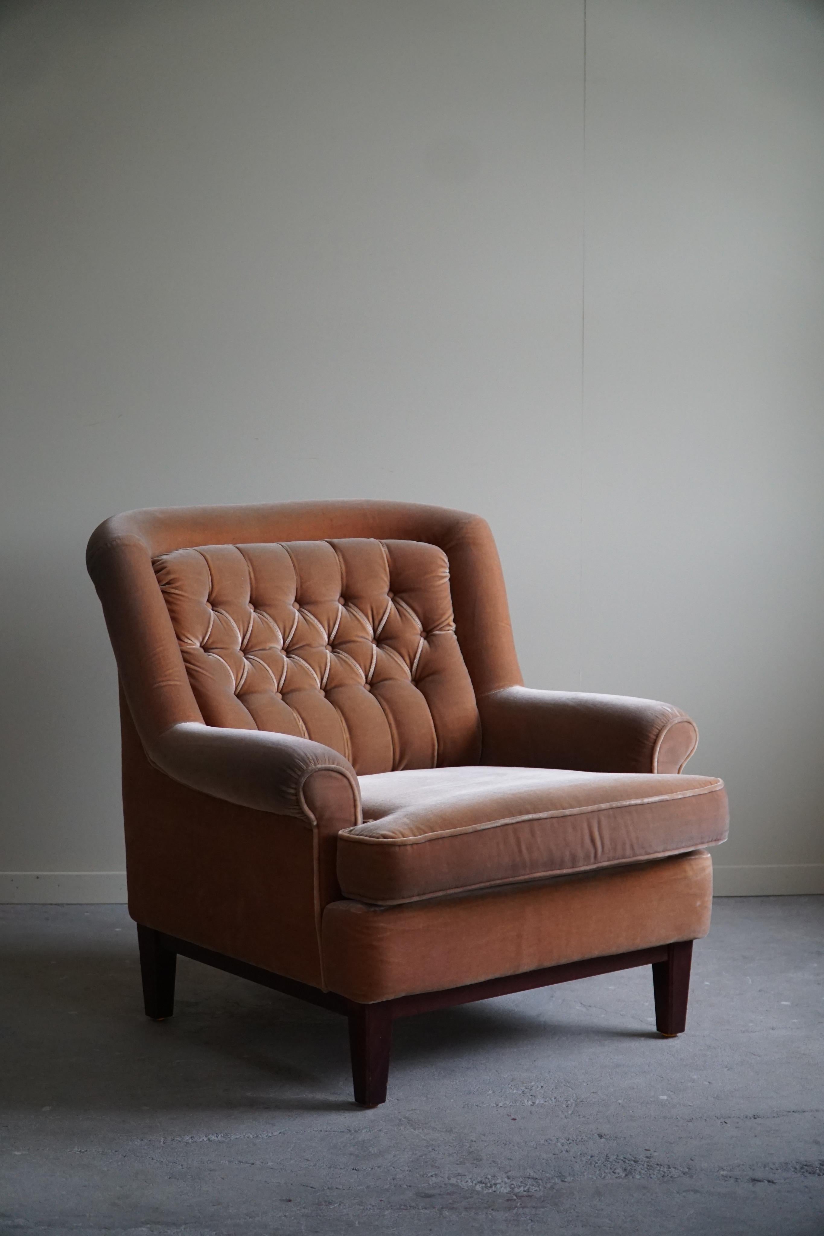 Fabric Pair of Swedish Mid Century Lounge Chair in Velvet, Ulferts Möbler, 1960s