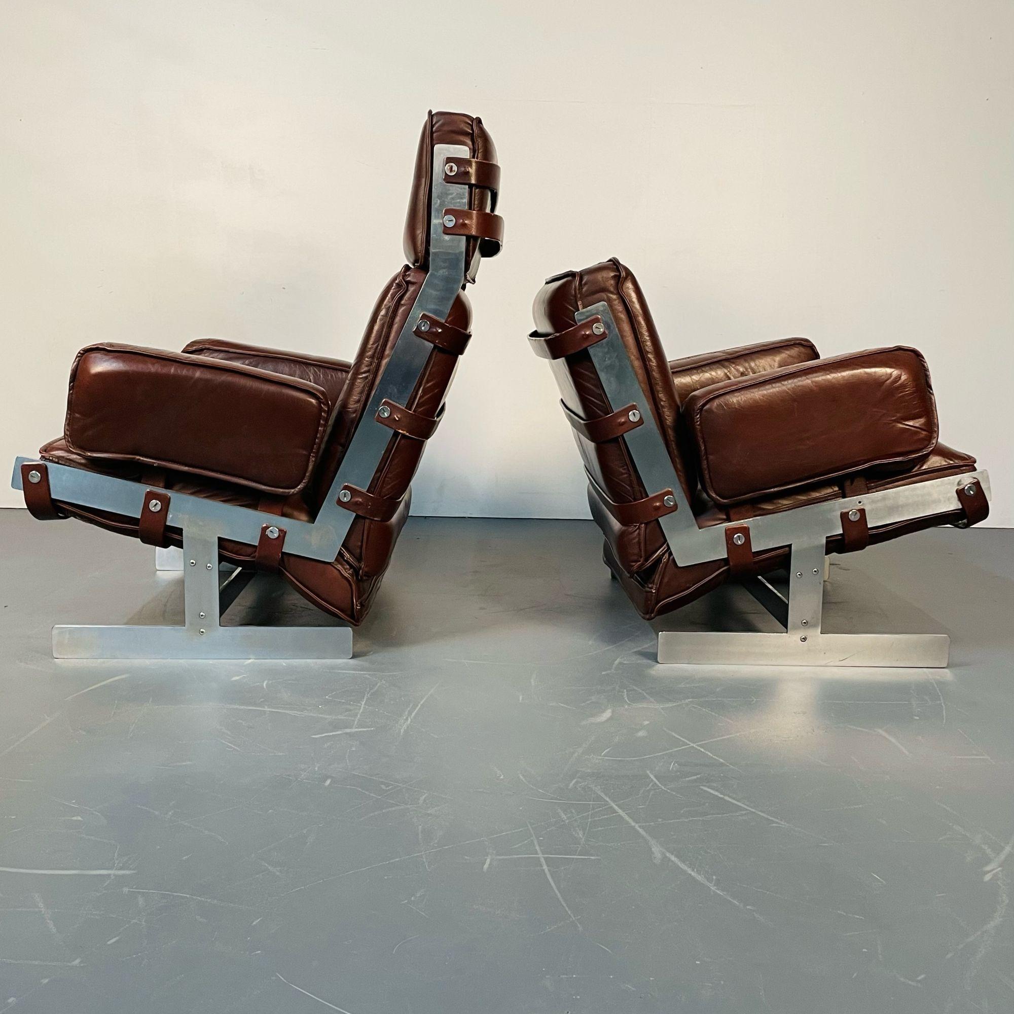 Arne Norell, Swedish Mid-Century Modern Lounge Chairs, Leather, Steel, 1960s For Sale 9