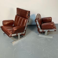 Arne Norells, chaises longues suédoises du milieu du siècle, cuir, acier, années 1960