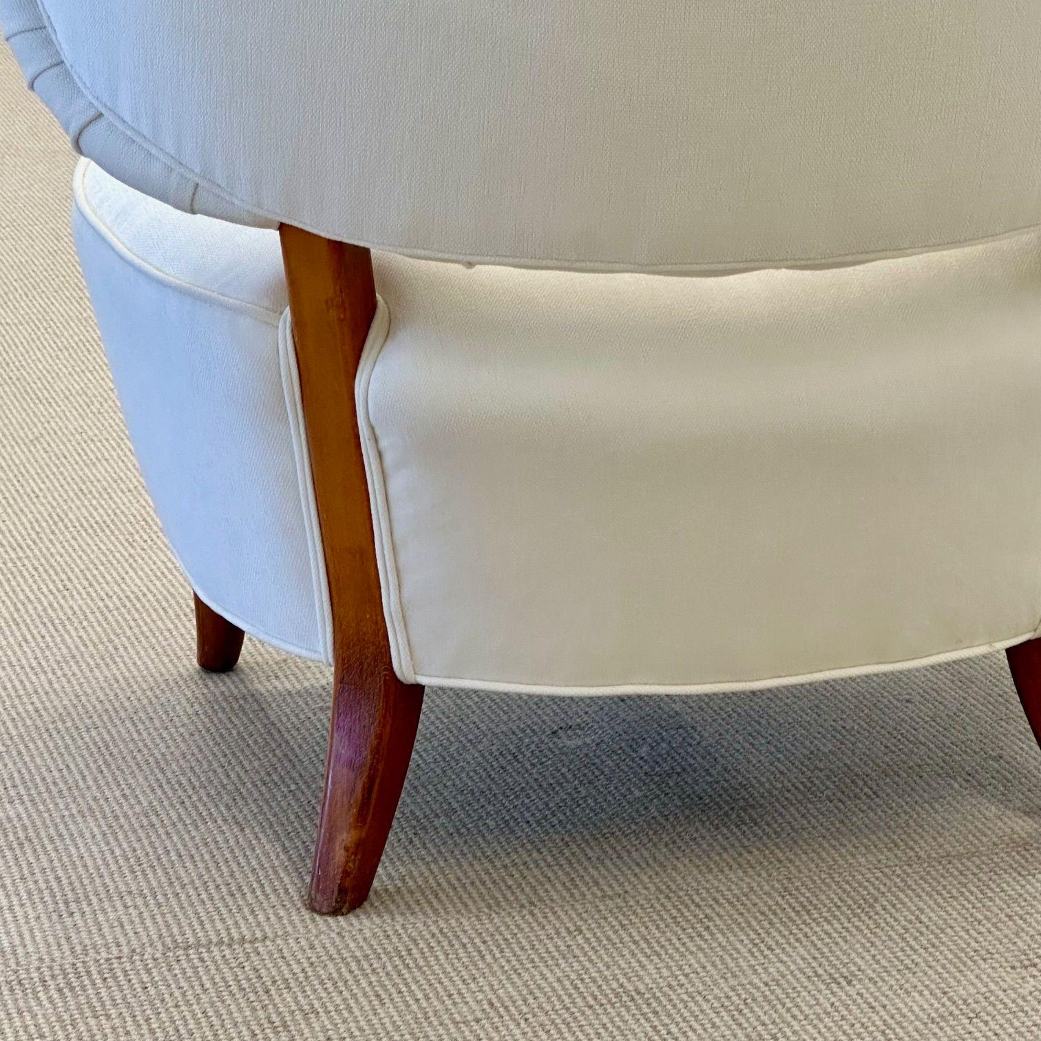 Otto Schulz, Mid-Century Lounge Chairs, White Velvet, Beech, Sweden, 1940s For Sale 5