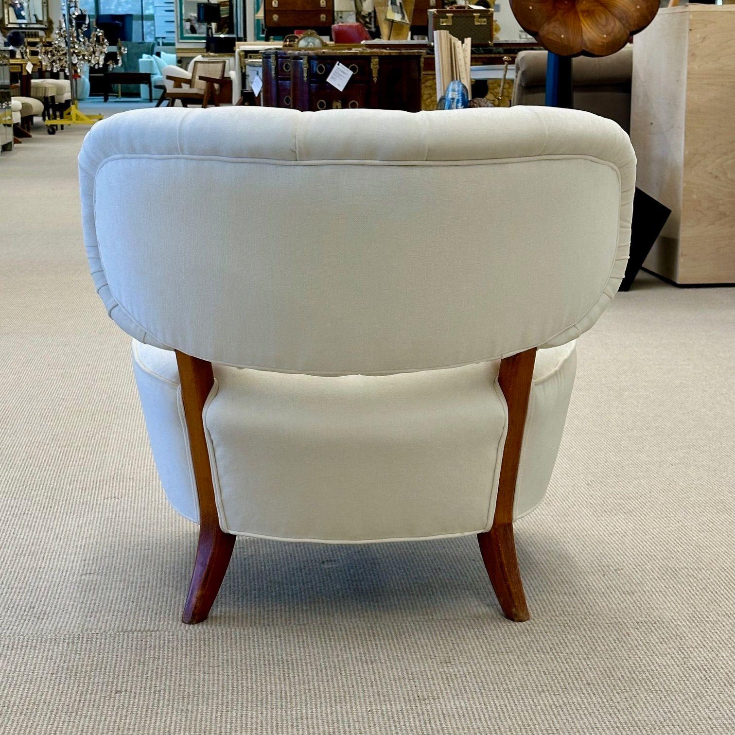 Otto Schulz, Mid-Century Lounge Chairs, White Velvet, Beech, Sweden, 1940s For Sale 6