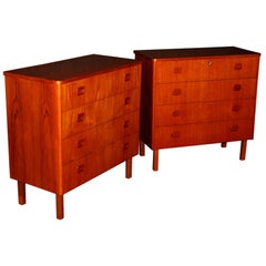 Pair of Swedish Mid-Century Modern Teak Dresser Chests