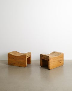 Pair of Swedish Mid Century Modern Wooden Pine Stools by K.J. Pettersson & Söner