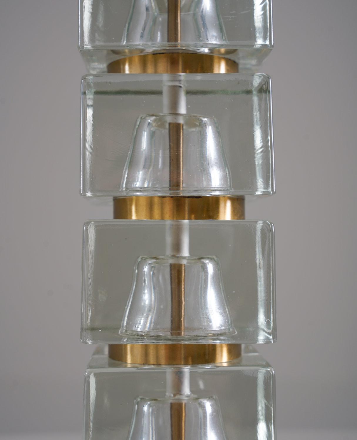 Mid-Century Modern Pair of Swedish Mid-Century Table Lamps in Glass and Brass For Sale