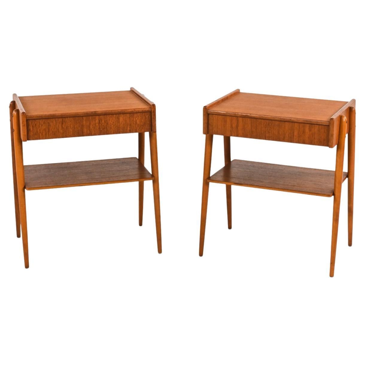 Pair of Swedish Mid-Century Teak Nightstands or End Tables by Carlstrom & Co.