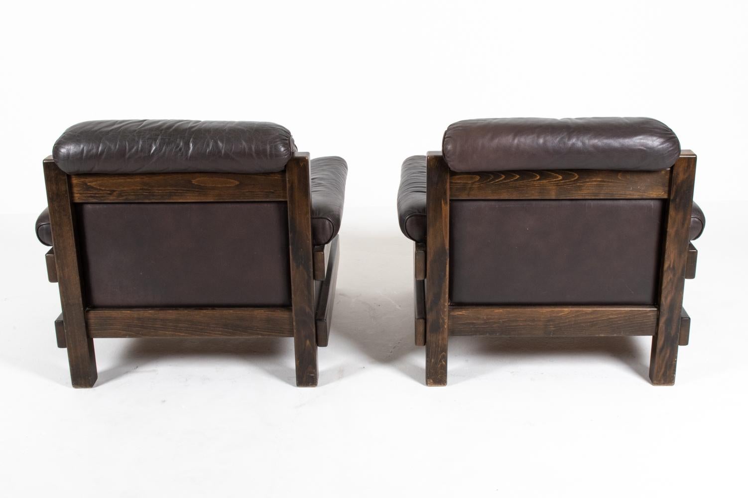 Pair of Swedish Mid-Century Tufted Leather Lounge Chairs by Ikea, 1970's For Sale 5