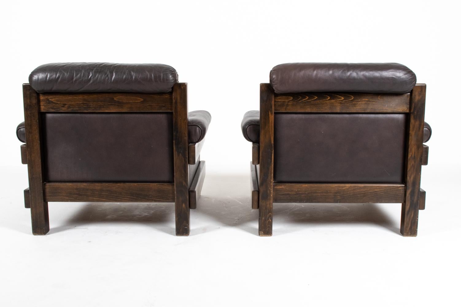 Pair of Swedish Mid-Century Tufted Leather Lounge Chairs by Ikea, 1970's For Sale 6