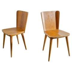 Pair of Swedish Mid Century Wooden Dining Chairs by Göran Malmvall, 1940s