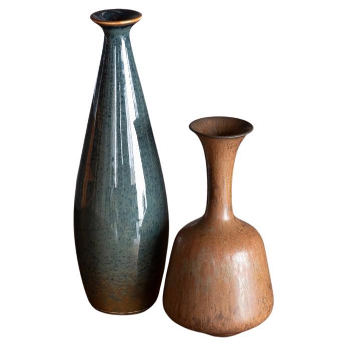 Pair of Swedish Midcentury Ceramic Bud Vases For Sale