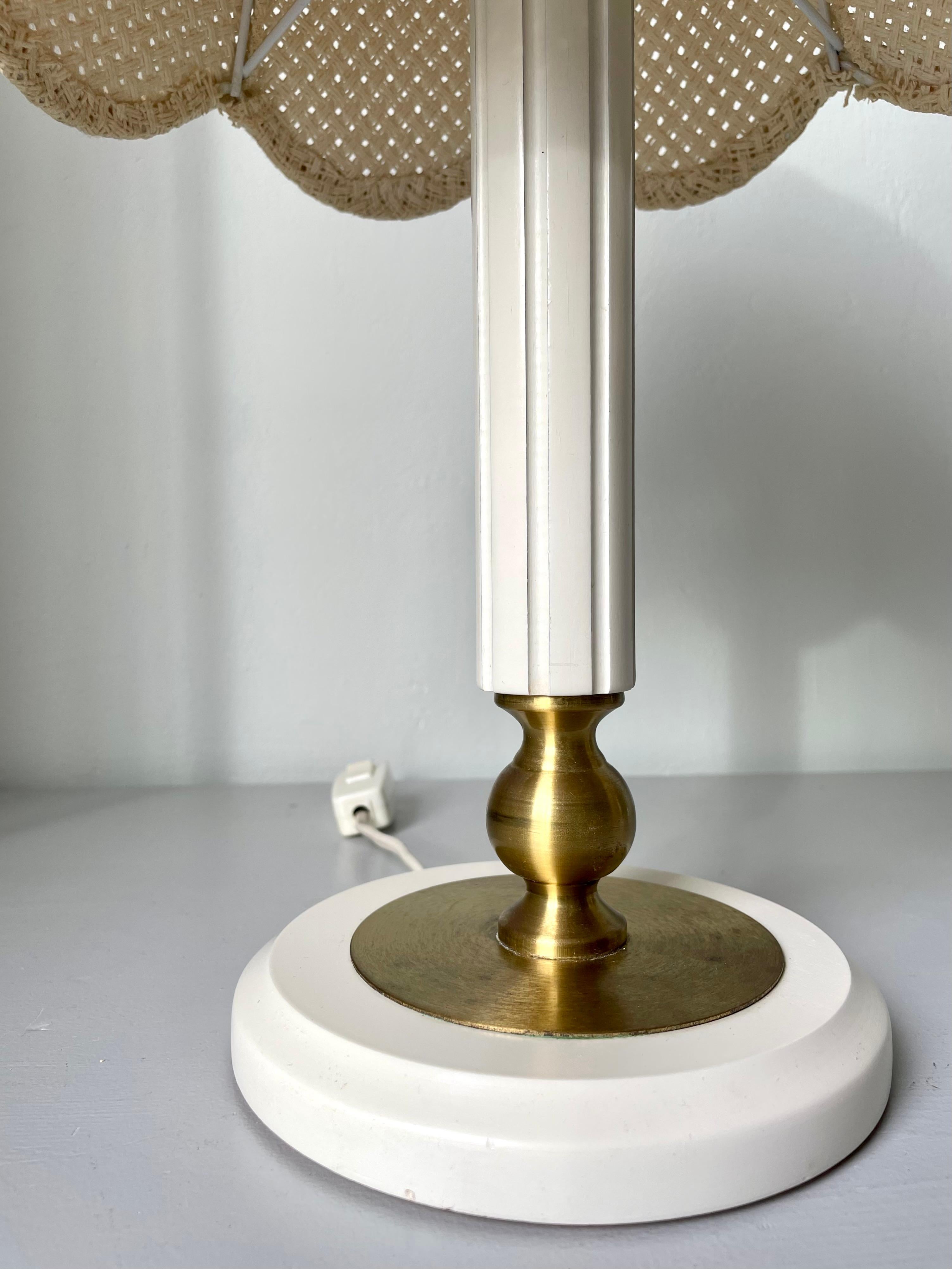 Markslöjd Swedish White, Brass Table Lamps, 1980s For Sale 10