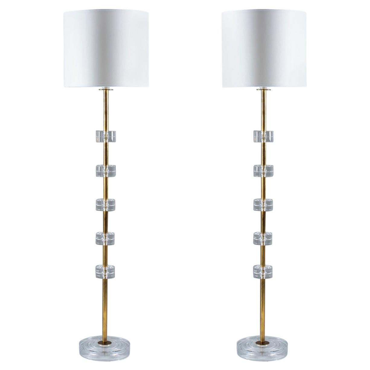 Pair of Swedish Midcentury Floor Lamps by Carl Fagerlund for Orrefors