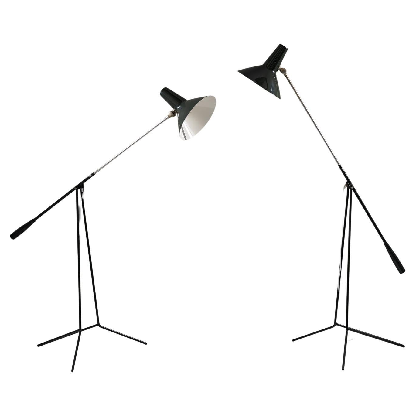 Pair of Swedish Midcentury Floor Lamps model E1780 by ASEA For Sale