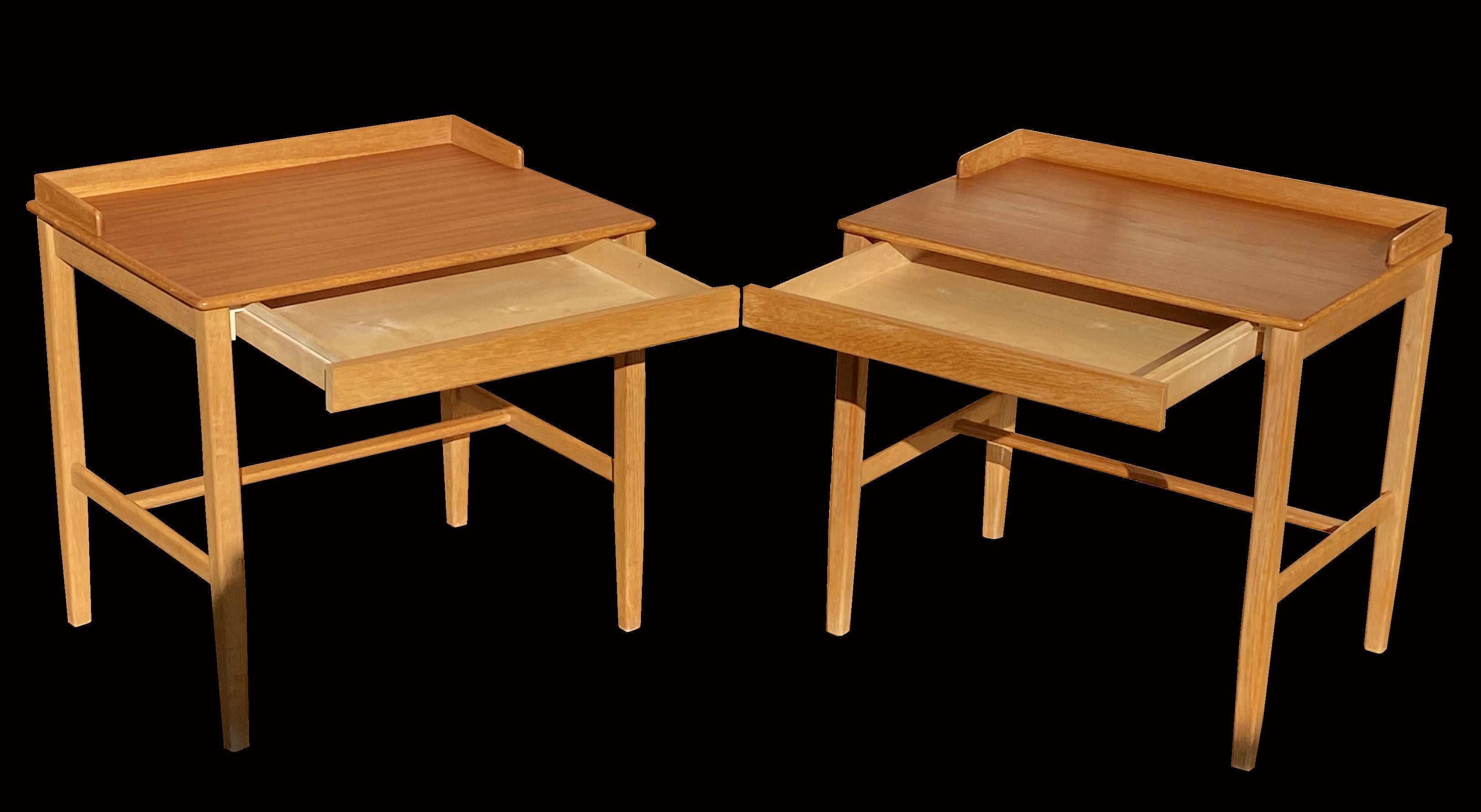 Pair of Swedish Midcentury Oak and Teak Tables 2