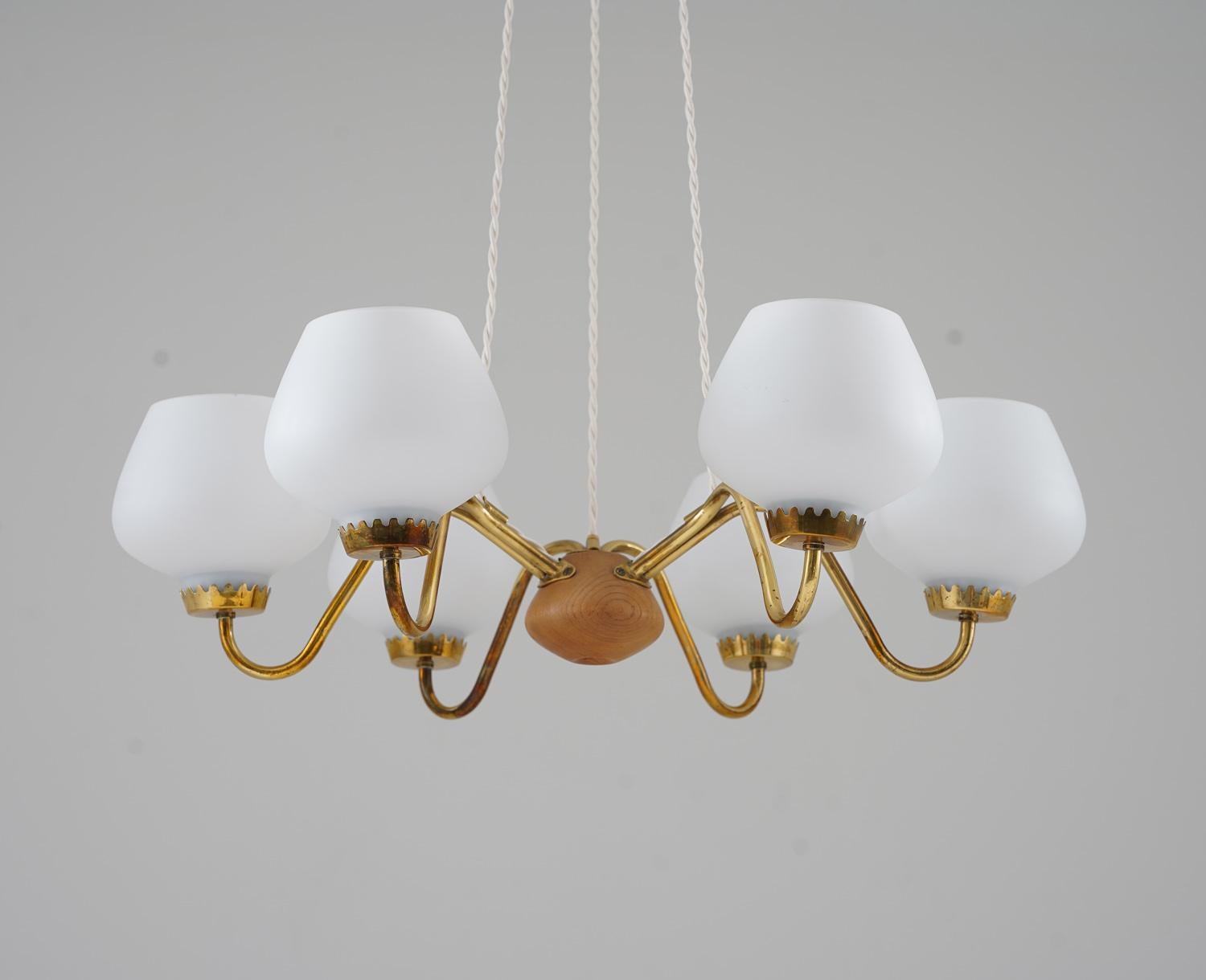 Brass Pair of Swedish Midcentury Pendants by ASEA Model A4126