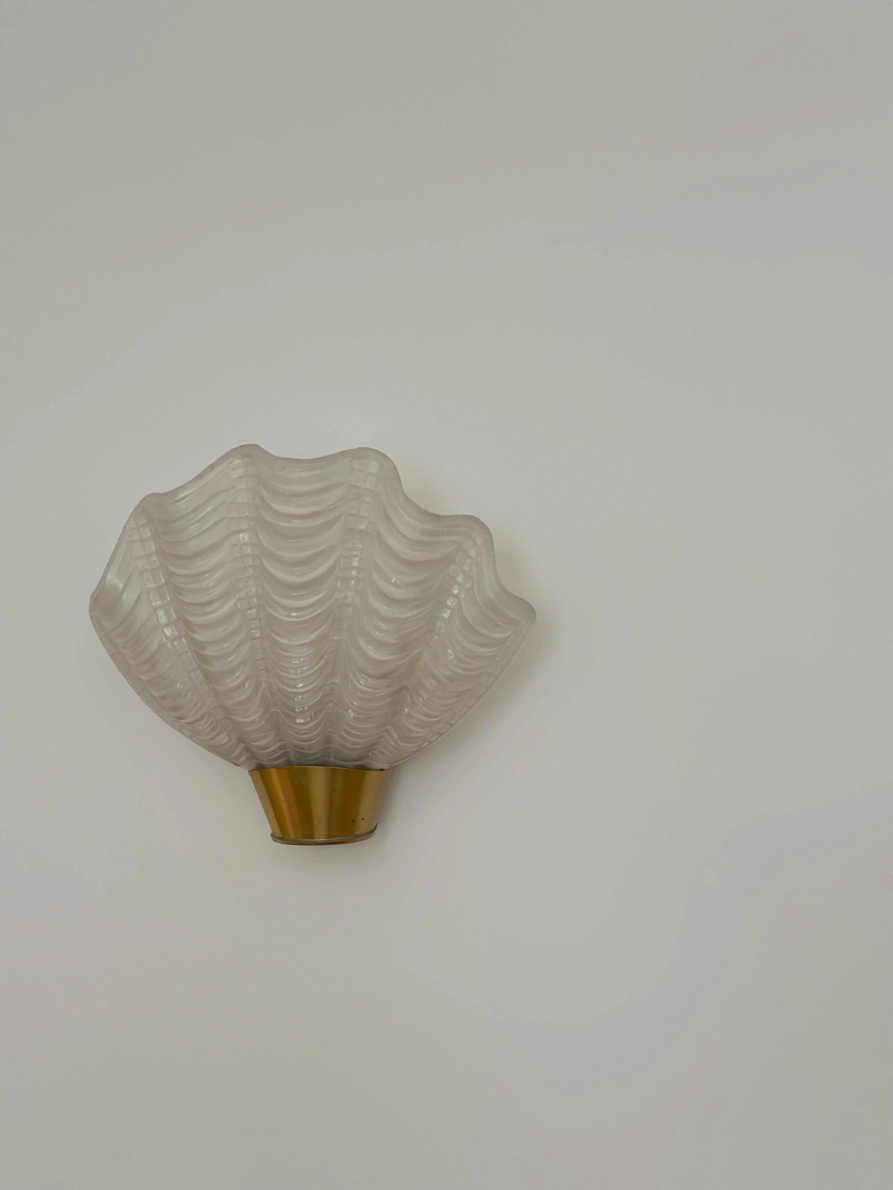 Ottone Pair of Swedish Midcentury Shell Formed Wall Lamps 