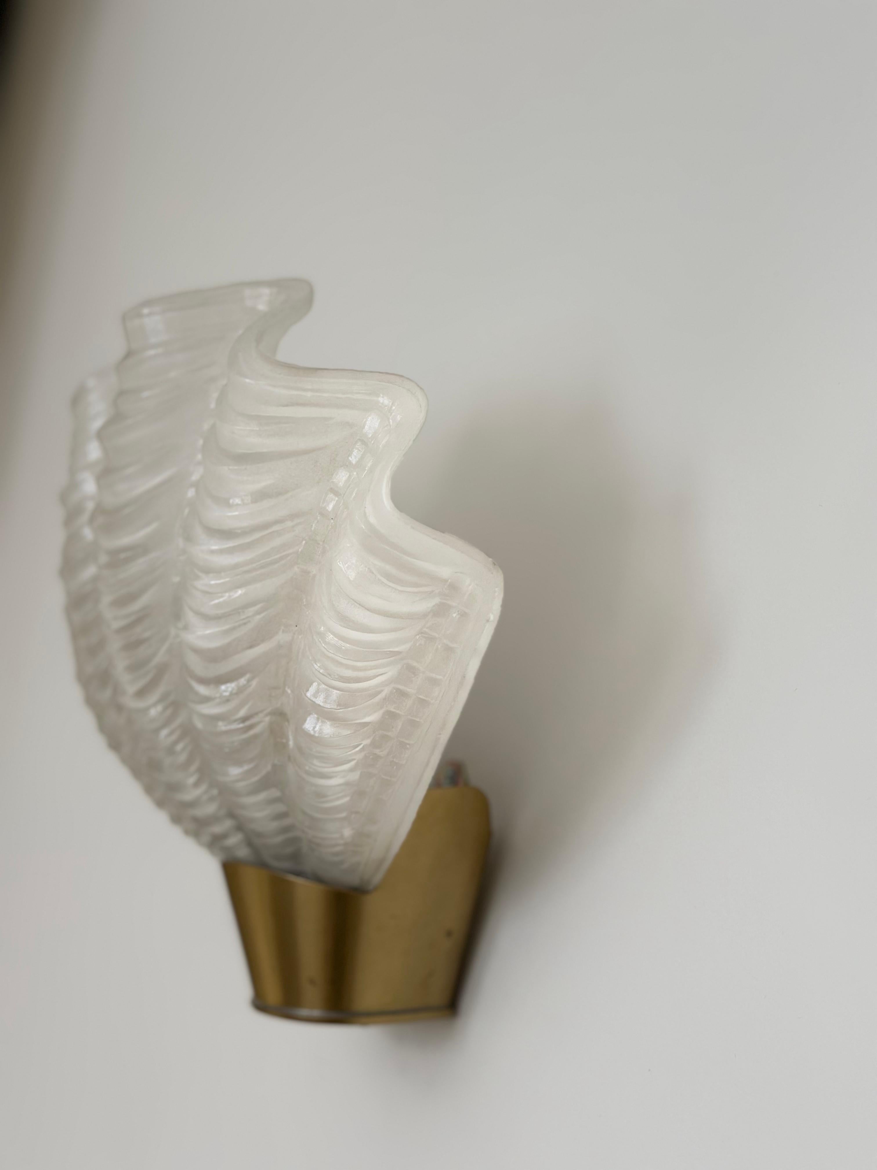 Pair of Swedish Midcentury Shell Formed Wall Lamps 