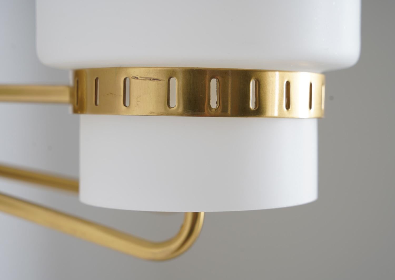 Pair of Swedish Midcentury Wall Lamps in Brass and Glass 1