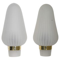 Pair of Swedish Mid-Century Wall Lamps in Brass and Glass
