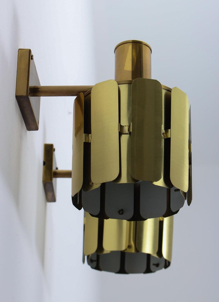 Pair of Swedish Midcentury Wall Lamps in Brass by Tyringe Konsthantverk, 1960s In Good Condition In Karlstad, SE