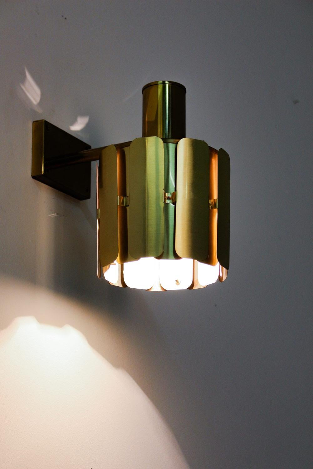 20th Century Pair of Swedish Midcentury Wall Lamps in Brass by Tyringe Konsthantverk, 1960s