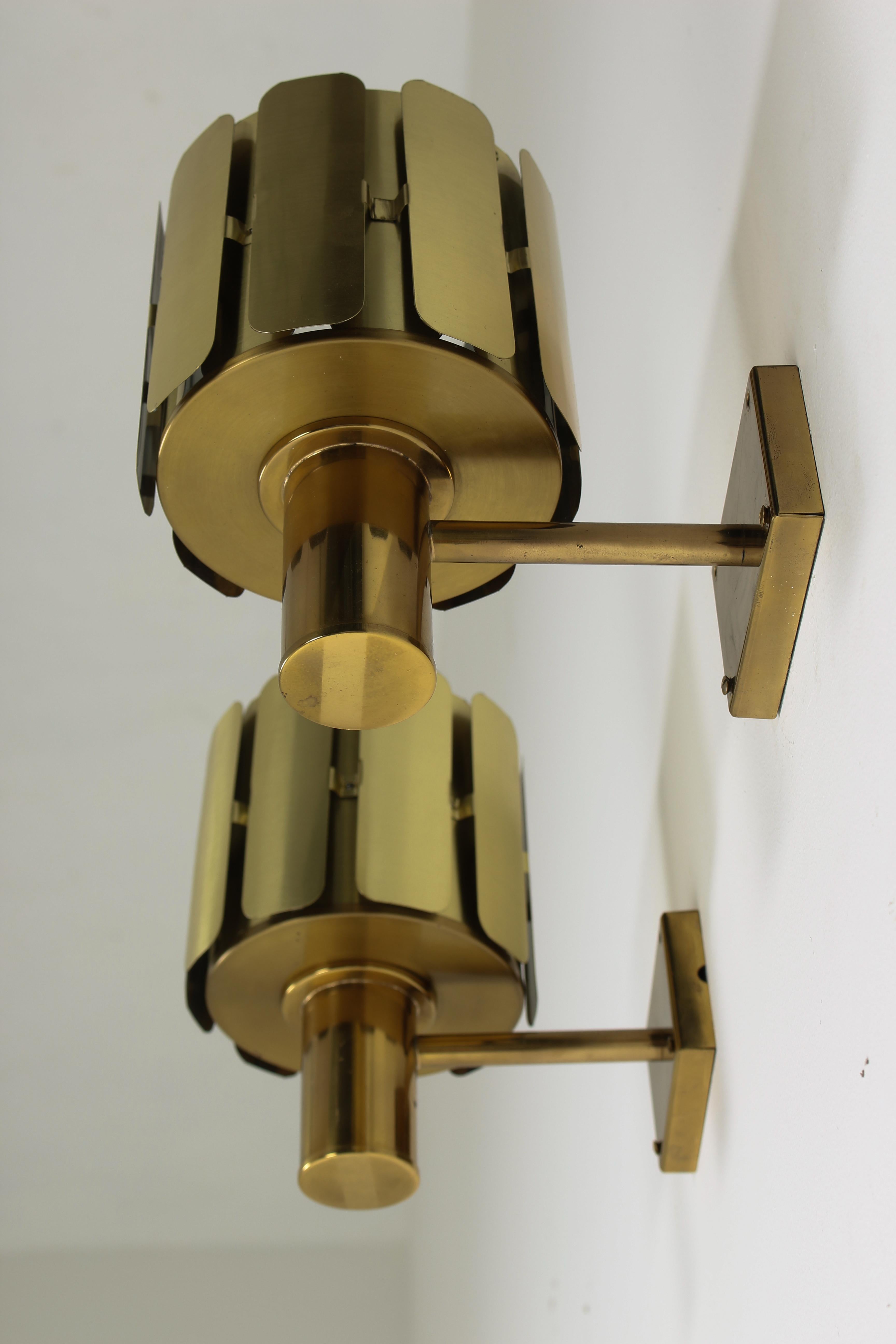 Pair of Swedish Midcentury Wall Lamps in Brass by Tyringe Konsthantverk, 1960s 3