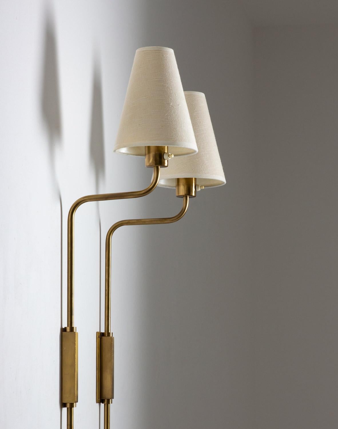 Mid-Century Modern Pair of Swedish Midcentury Wall Lamps in Brass