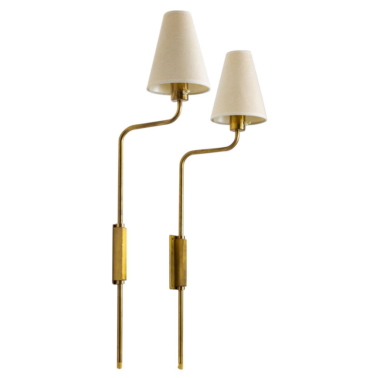 Pair of Swedish Midcentury Wall Lamps in Brass