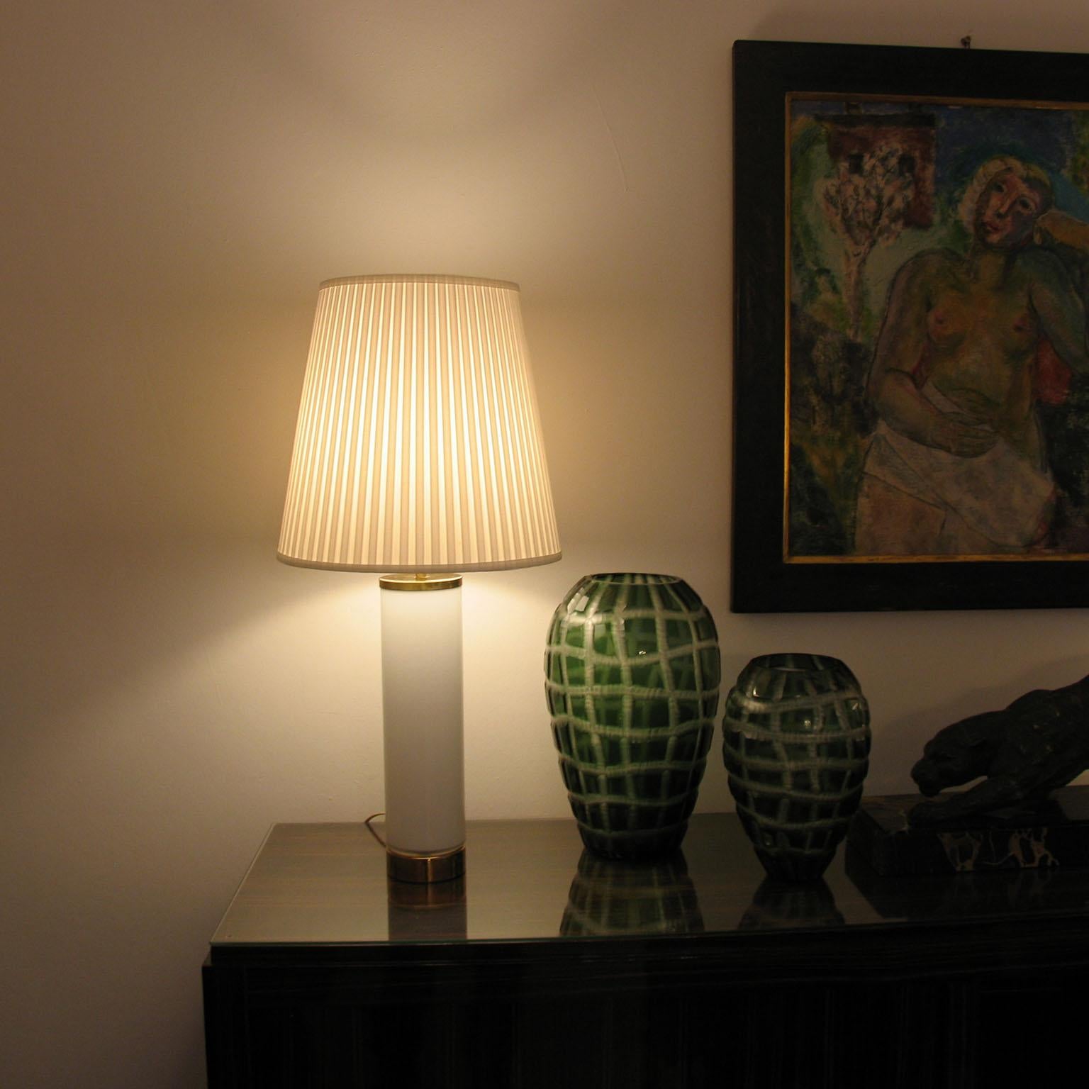 Pair of Swedish Milky Glass Table Lamps, by Bergboms, circa 1960s 8