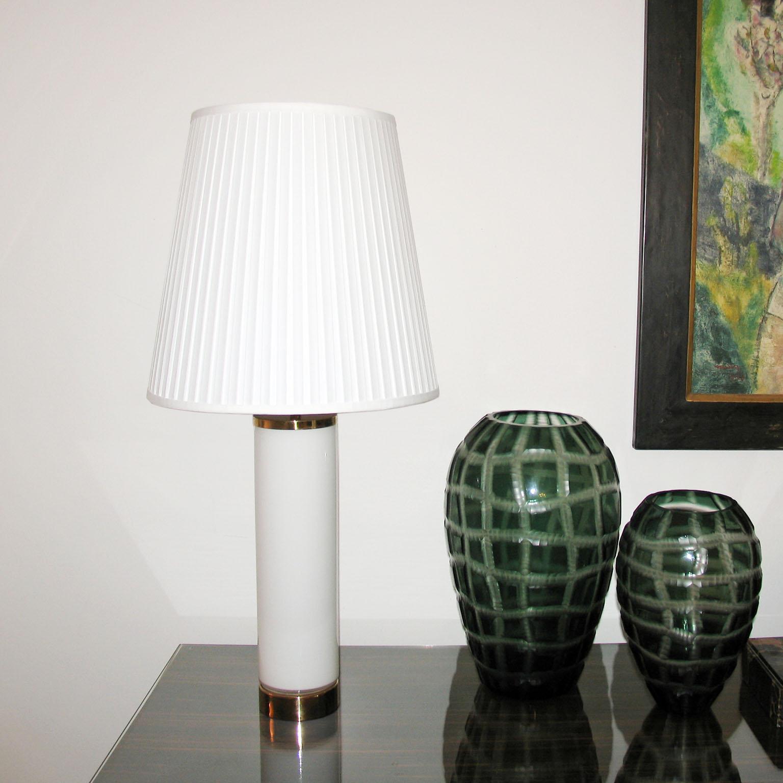 Pair of Swedish Milky Glass Table Lamps, by Bergboms, circa 1960s In Excellent Condition In Bochum, NRW