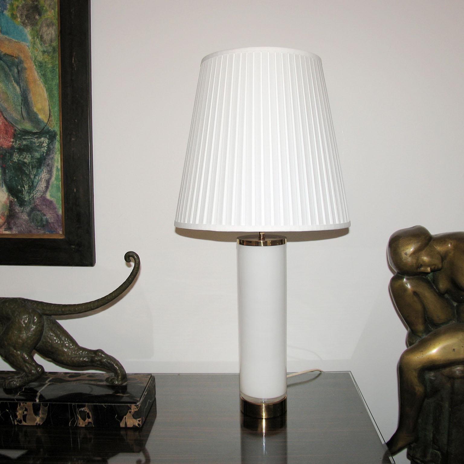 Mid-20th Century Pair of Swedish Milky Glass Table Lamps, by Bergboms, circa 1960s