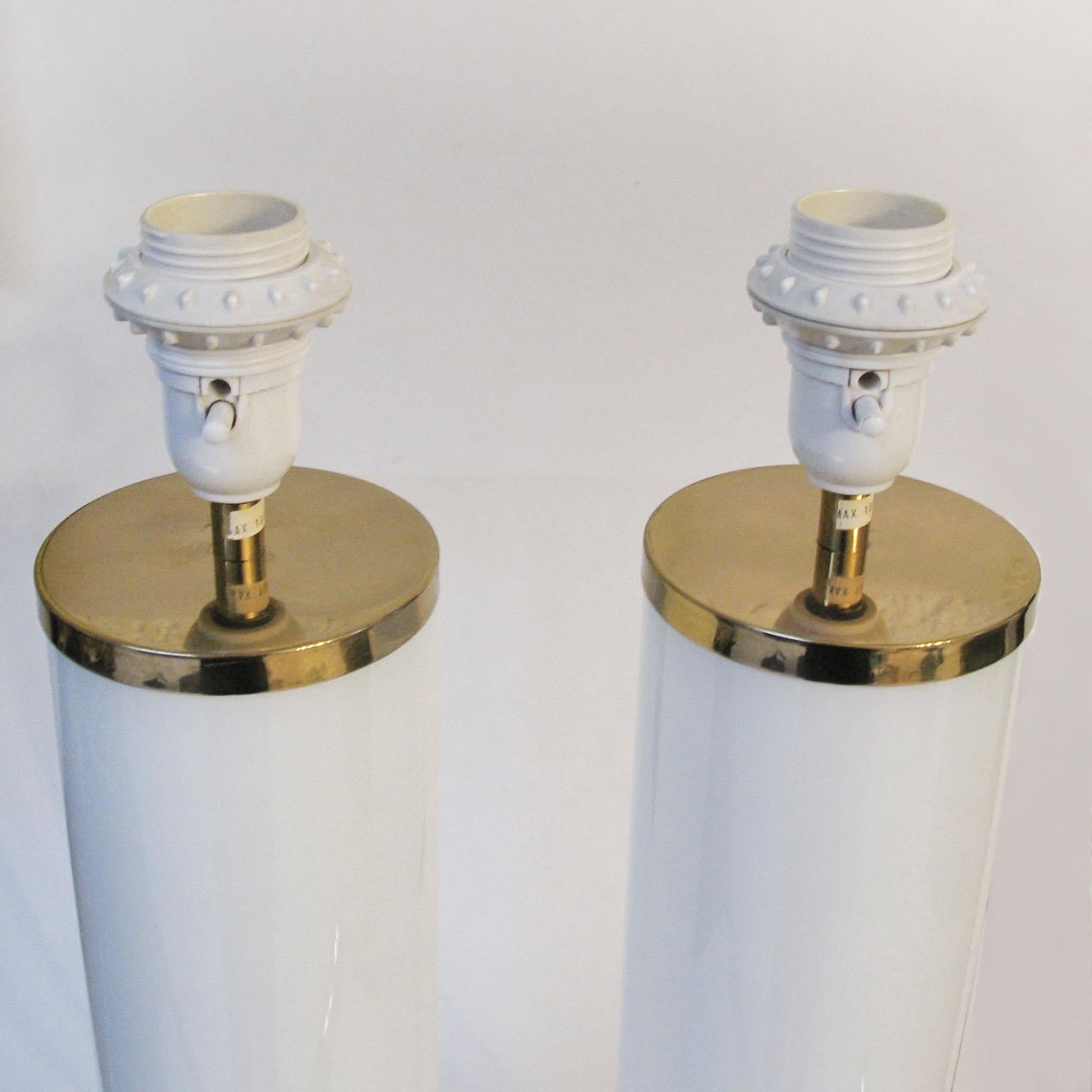 Pair of Swedish Milky Glass Table Lamps, by Bergboms, circa 1960s 2