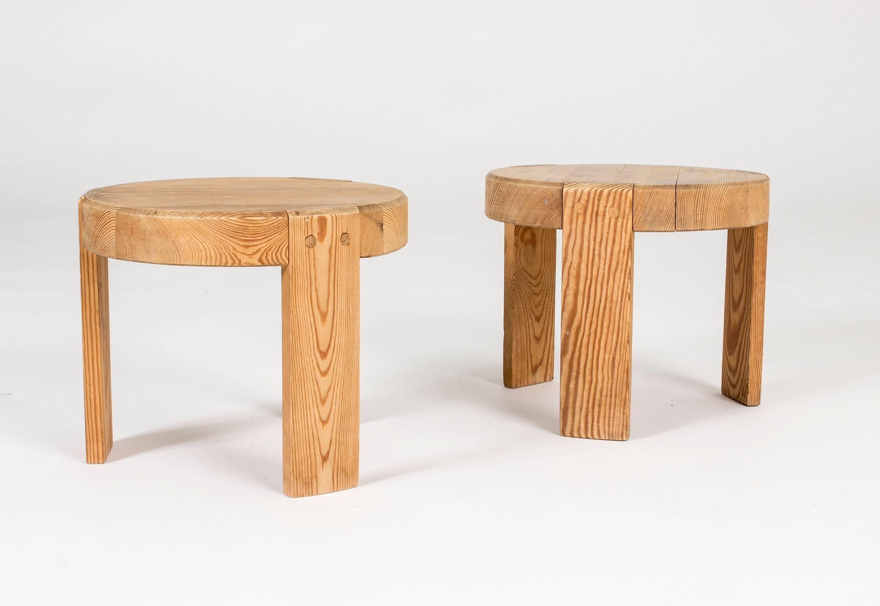 Scandinavian Modern Pair of Swedish Miniature Pine Stools