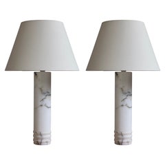 Pair of Swedish Modern 1960s Table Lamps in Solid Marble from Bergboms Sweden