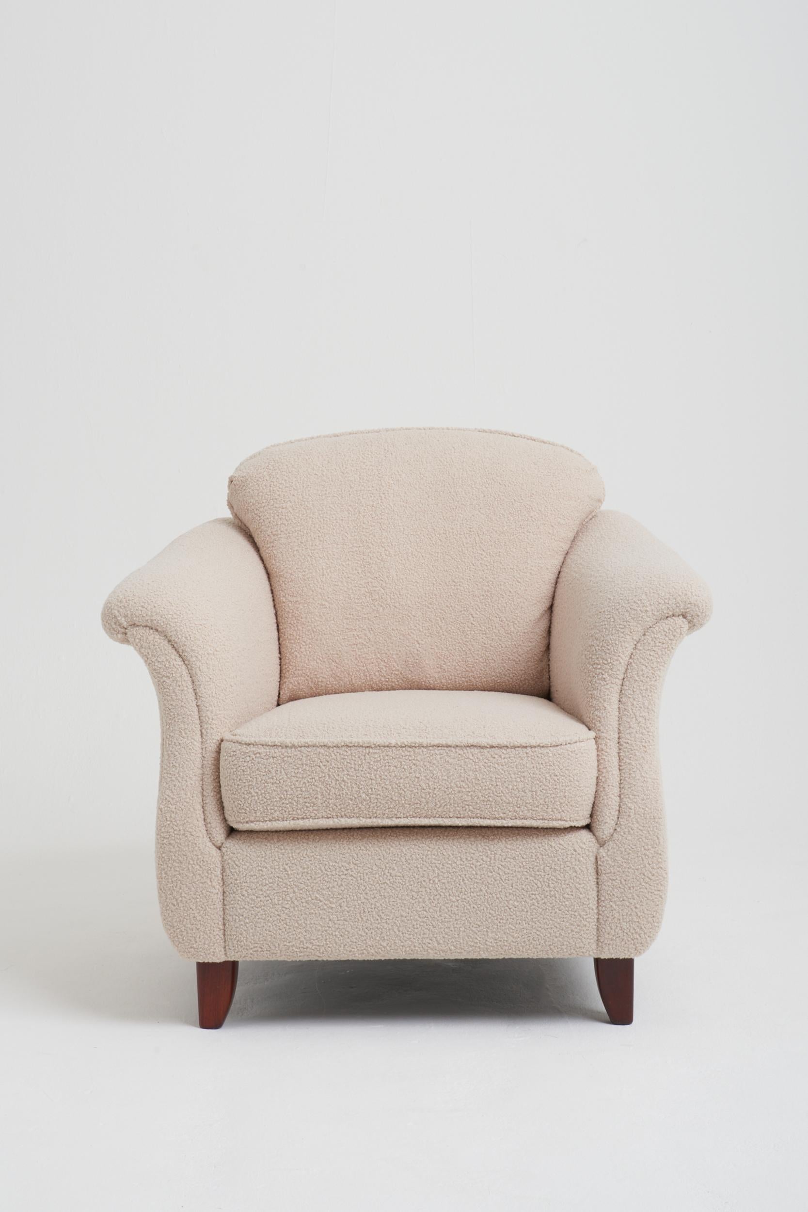 Cotton Pair of Swedish Modern Armchairs