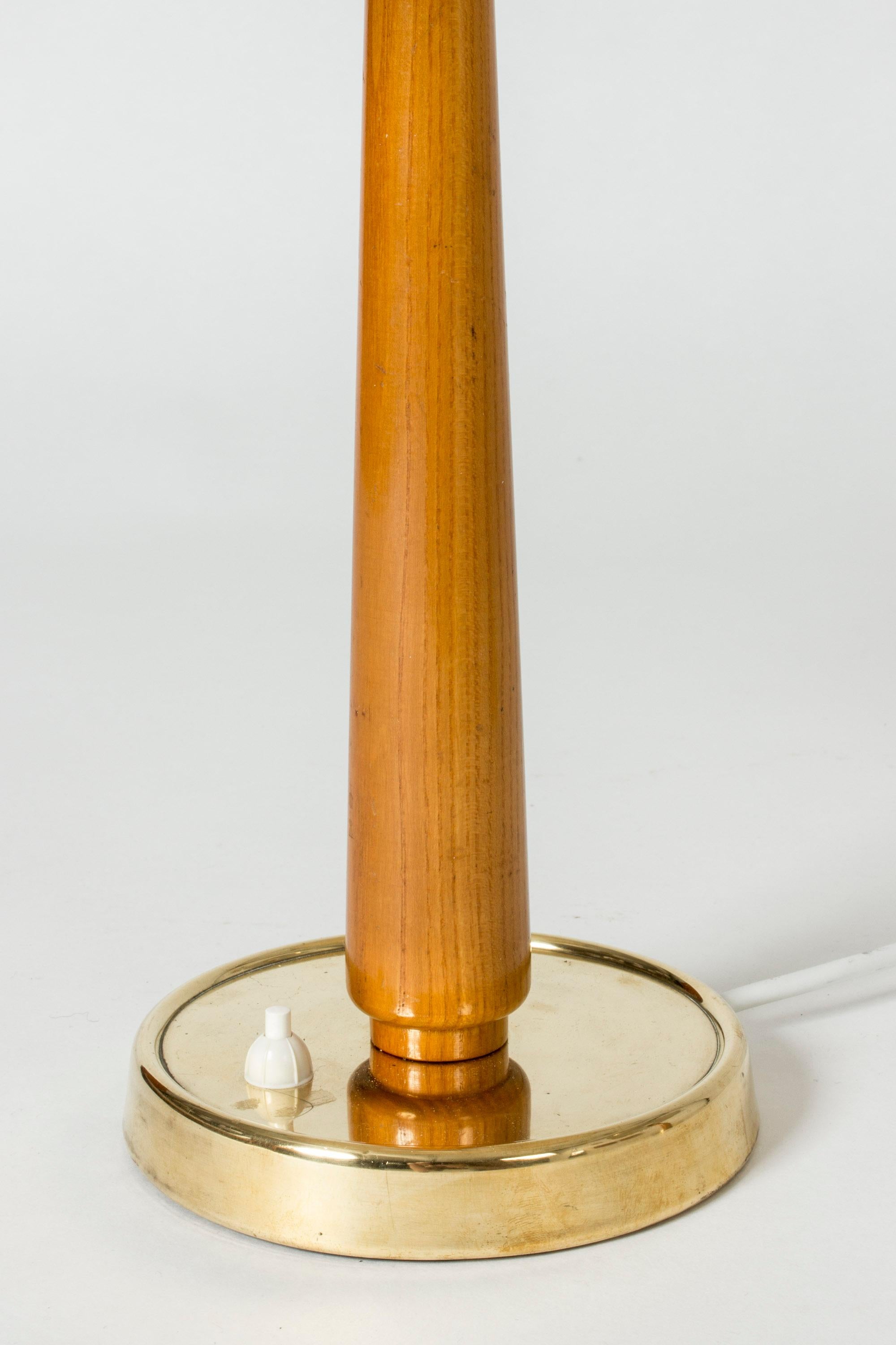 Pair of Swedish Modern Brass and Wood Table Lamps from Nordiska Kompaniet 4