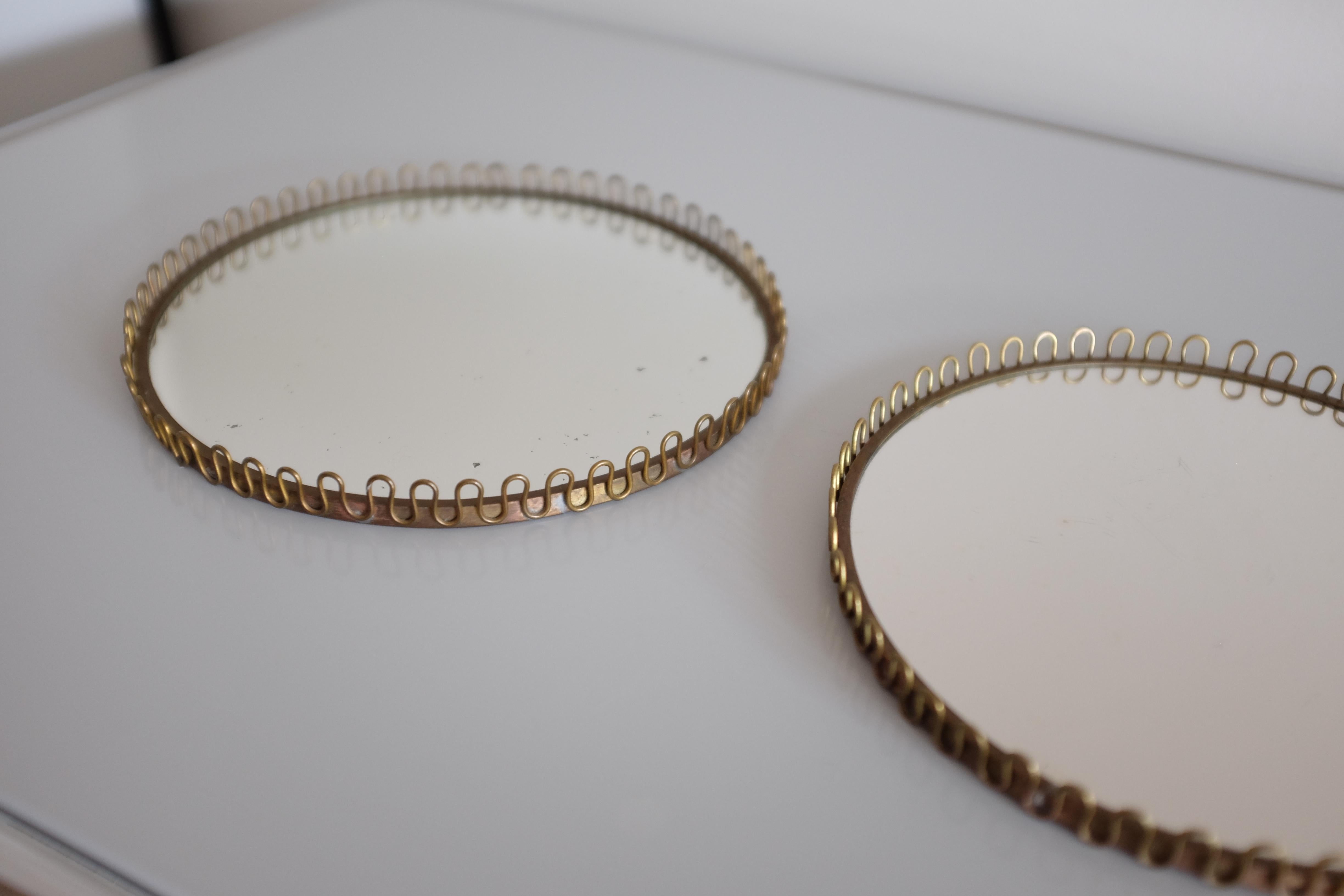 Scandinavian Modern Pair of Swedish Modern Brass Mirror tray For Sale