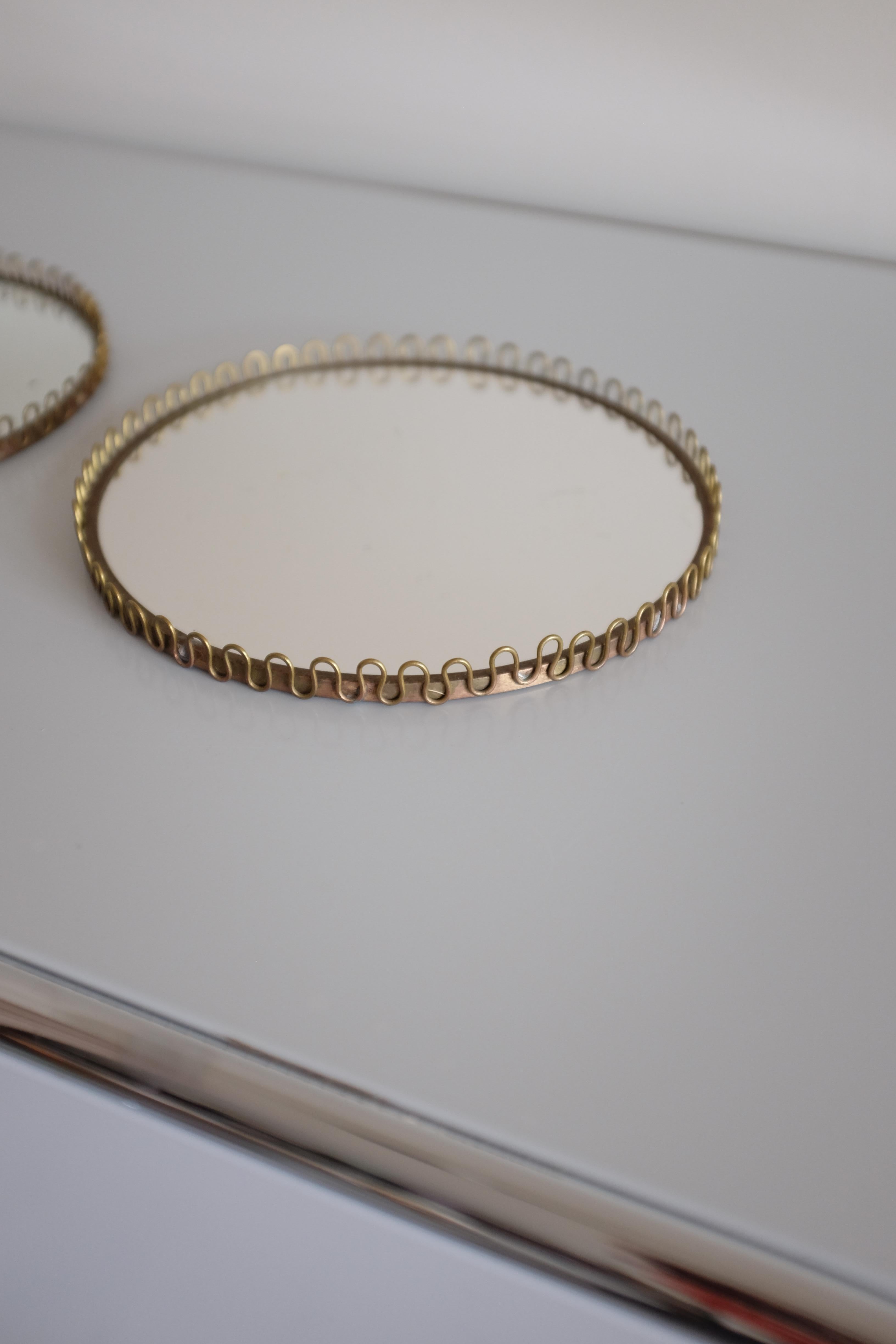 Pair of Swedish Modern Brass Mirror tray In Good Condition For Sale In New York, NY