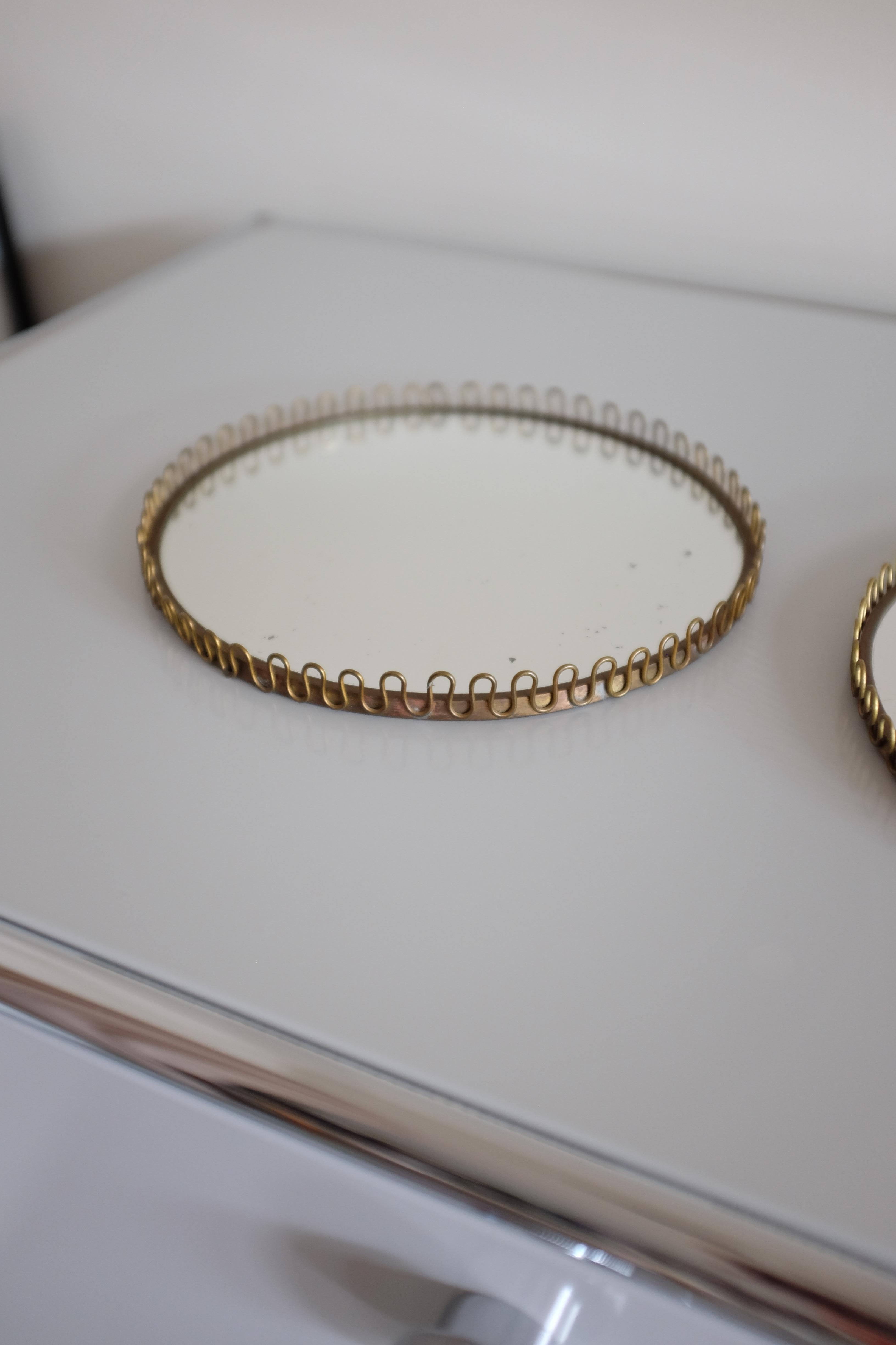 Mid-20th Century Pair of Swedish Modern Brass Mirror tray For Sale