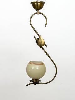 Pair of Swedish Modern Brass Pendant Lamps with Organic Leaf Motif, Sweden
