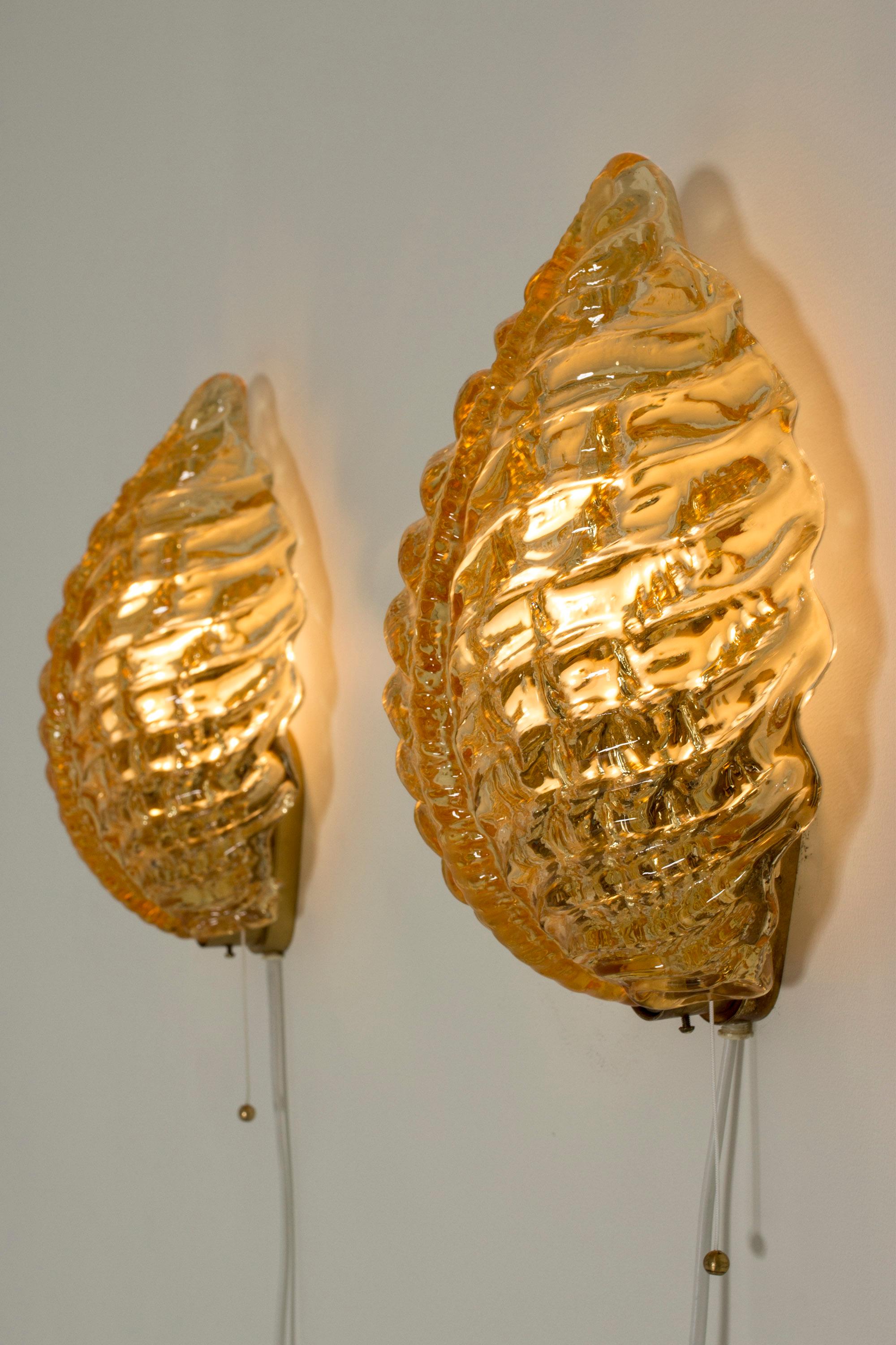 Pair of Swedish Modern Glass Wall Lamps from Orrefors In Good Condition In Stockholm, SE