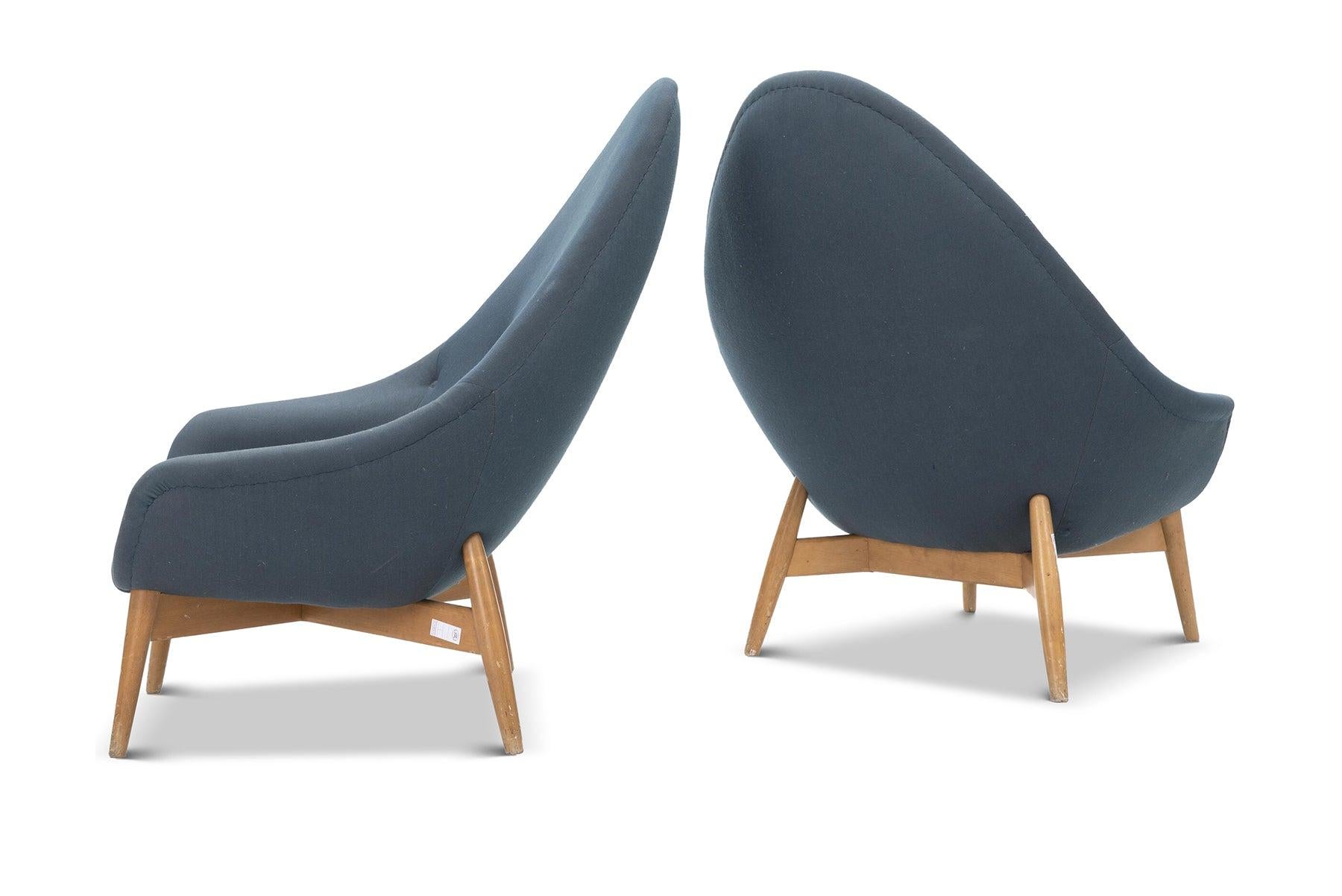 Mid-Century Modern Pair of Swedish Modern Highback 'Monk' Lounge Chairs by Stockmann Oy