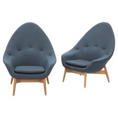 Pair of Swedish Modern Highback 'Monk' Lounge Chairs by Stockmann Oy
