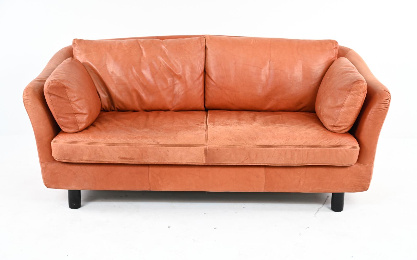 orange leather sofas