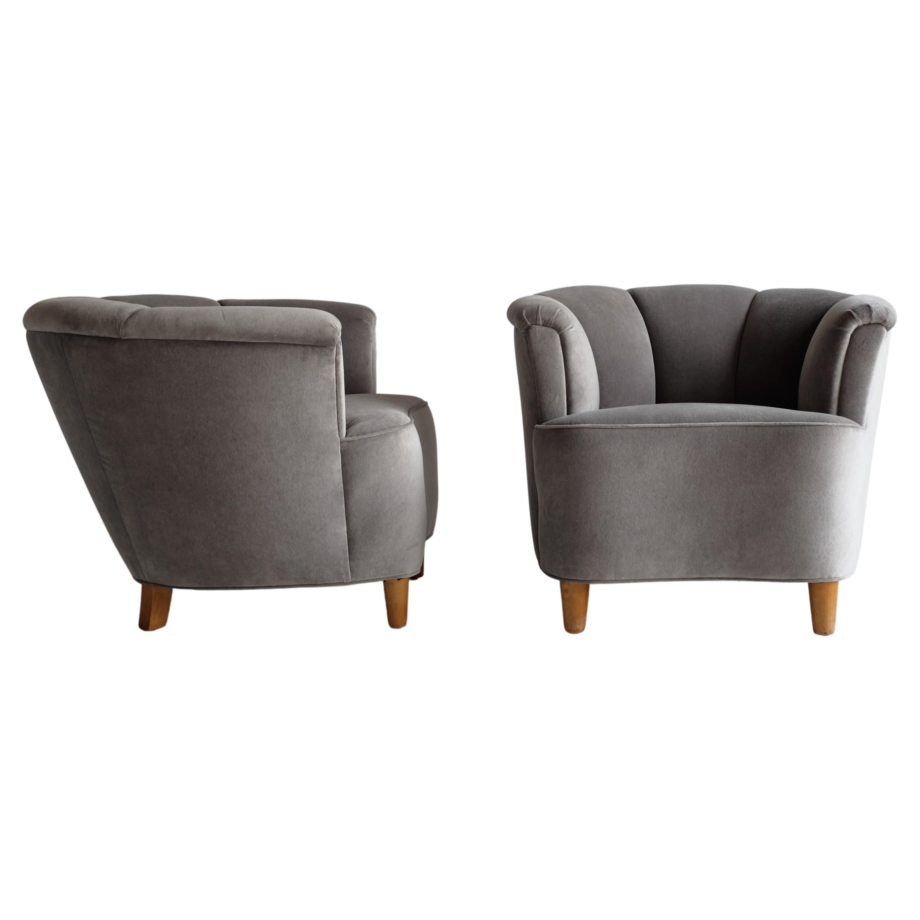 Pair of Swedish Modern Lounge Chairs For Sale