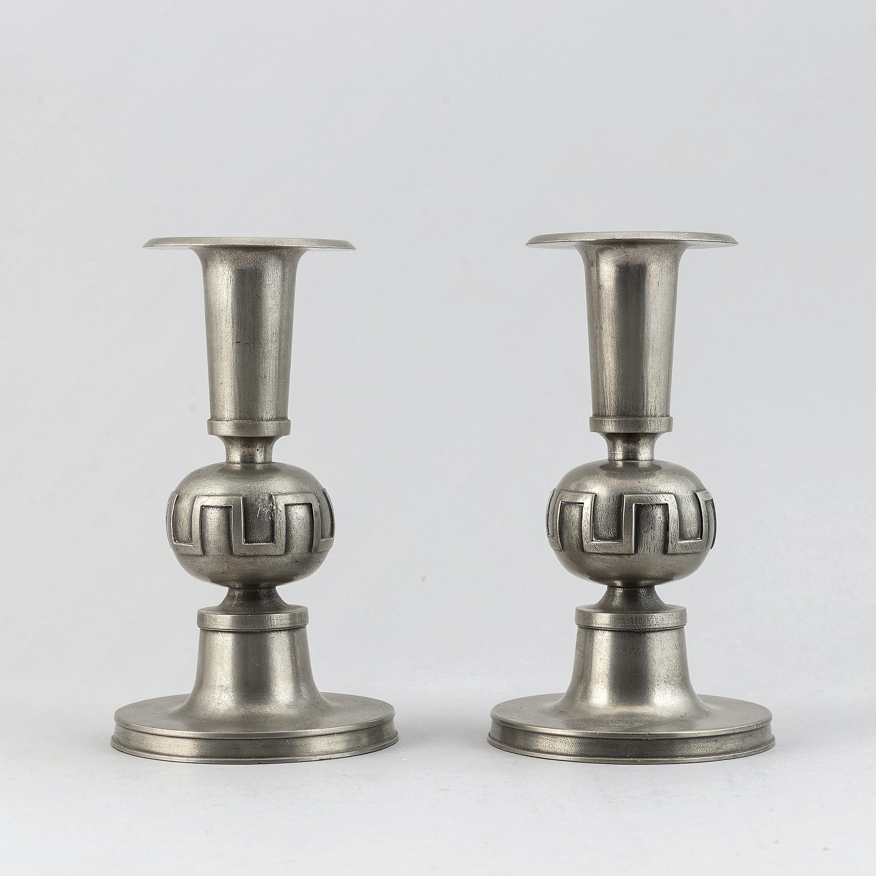 pewter candlestick holder