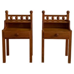 Pair of Swedish Modern Pine Bedside Tables, Mid 20th Century