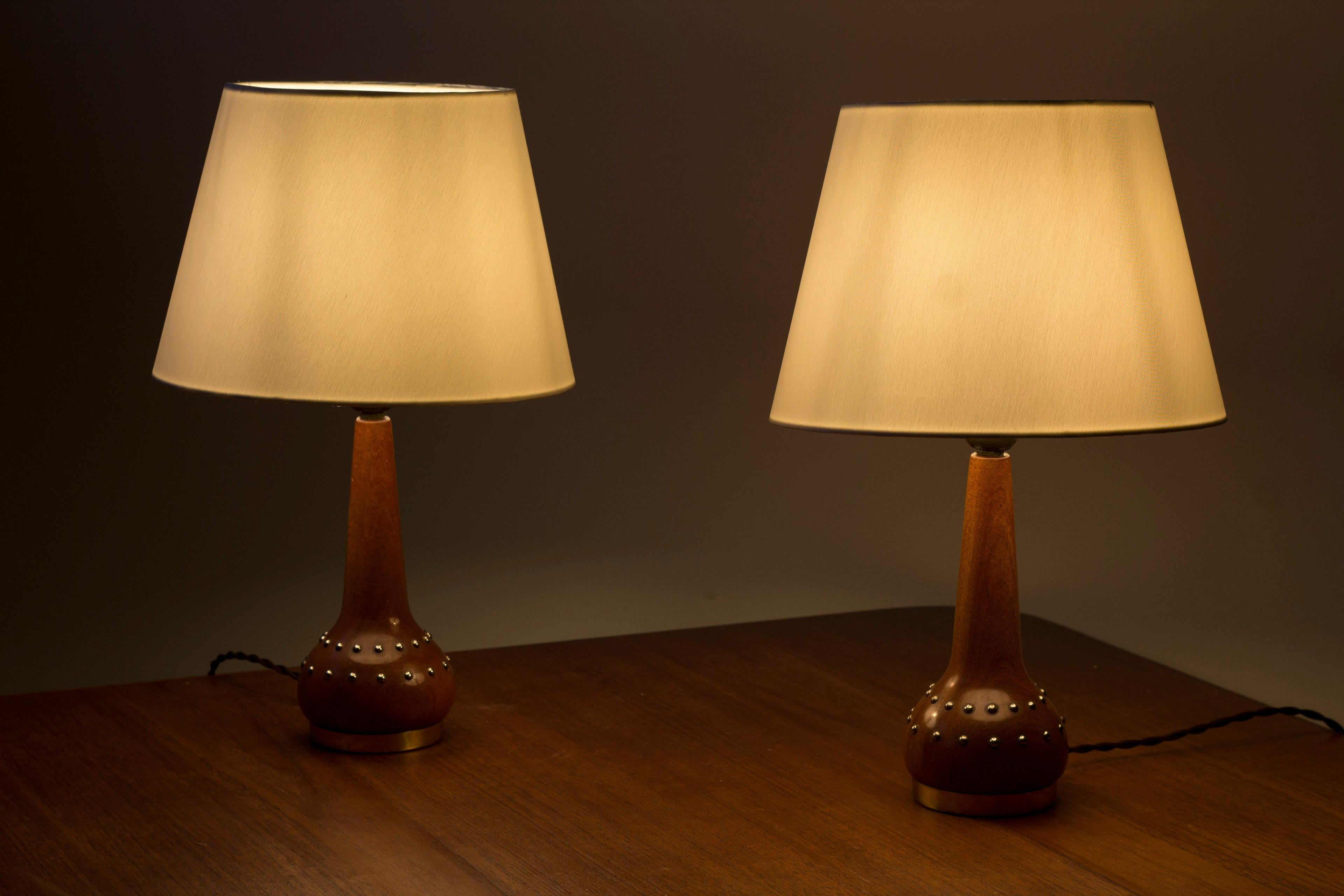 Ottone Pair of Swedish modern table lamps in the style of Otto Schulz and BOET, 1940s in vendita