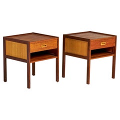 Pair Of Swedish Modern Teak + Oak Nightstands